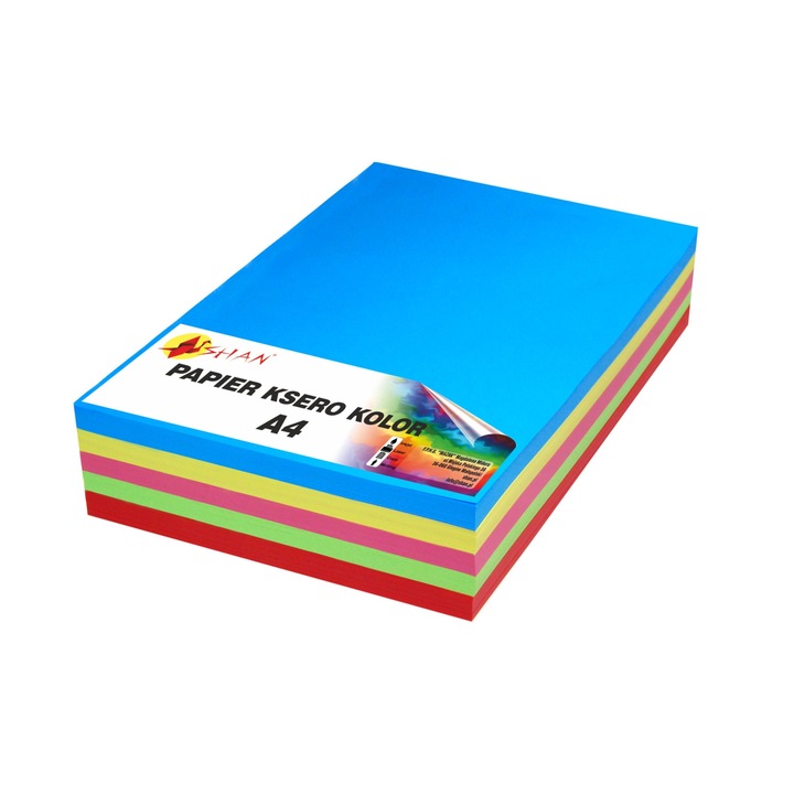 Top 500 coli hartie A4, Shan, 1026900165, Multicolor