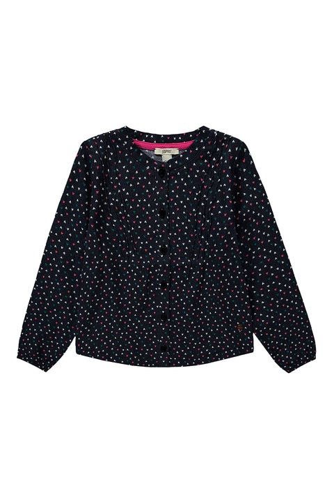 Esprit, Памучна блуза с щампа, Розово/Тъмносин, 92 CM