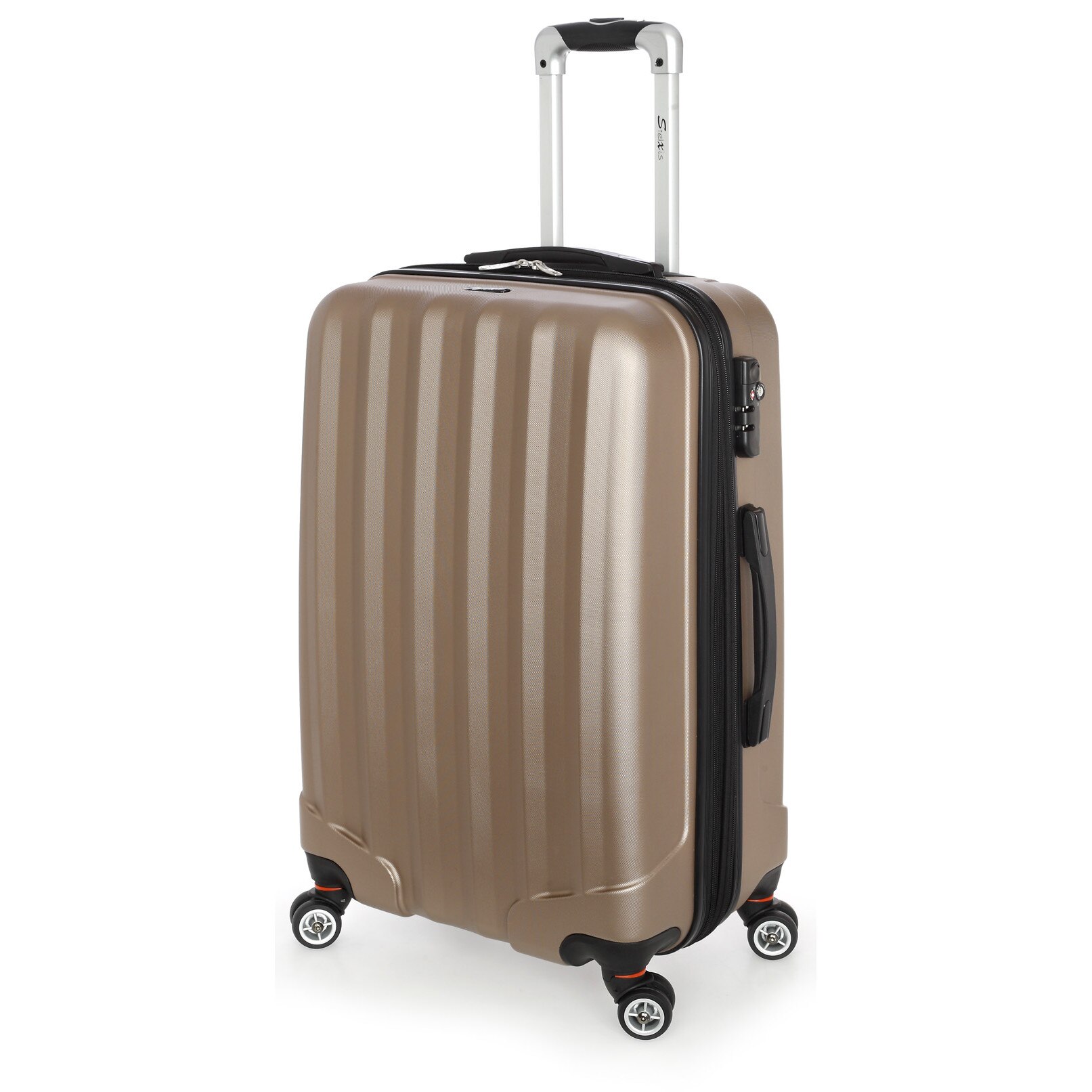 Troler Mediu, Extensibil, ABS, 4 Roti Duble, STELXIS, ST 505 - 65 cm, Auriu