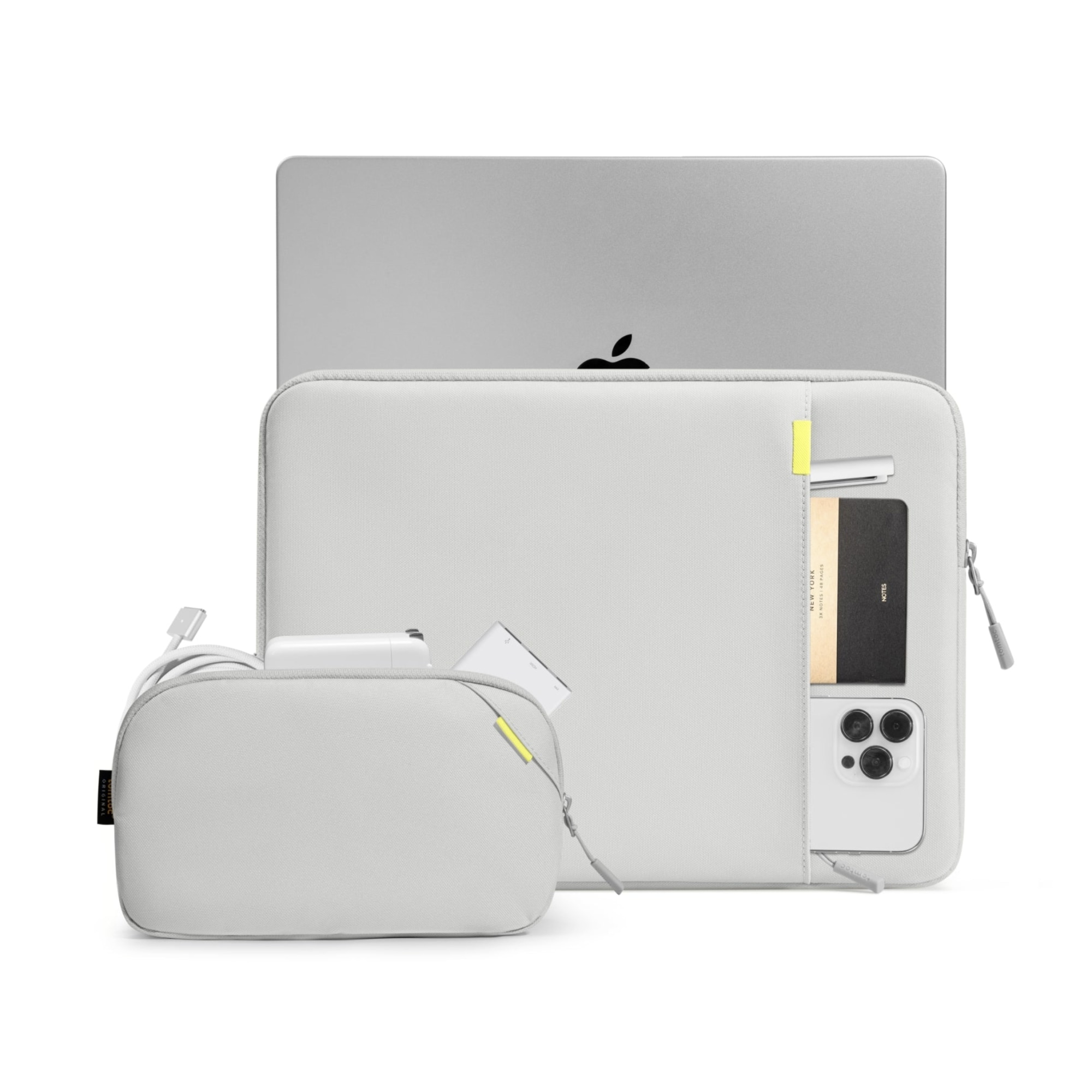 Set husa pentru laptop/incarcator, tomtoc, Materiale reciclate, Gri