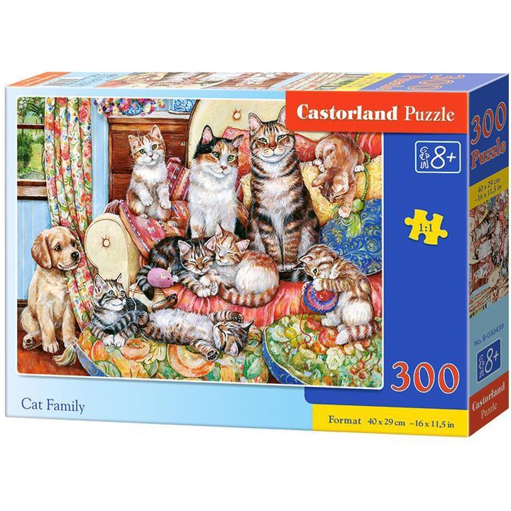 Пъзел Castorland, Семейство котки, 300 части
