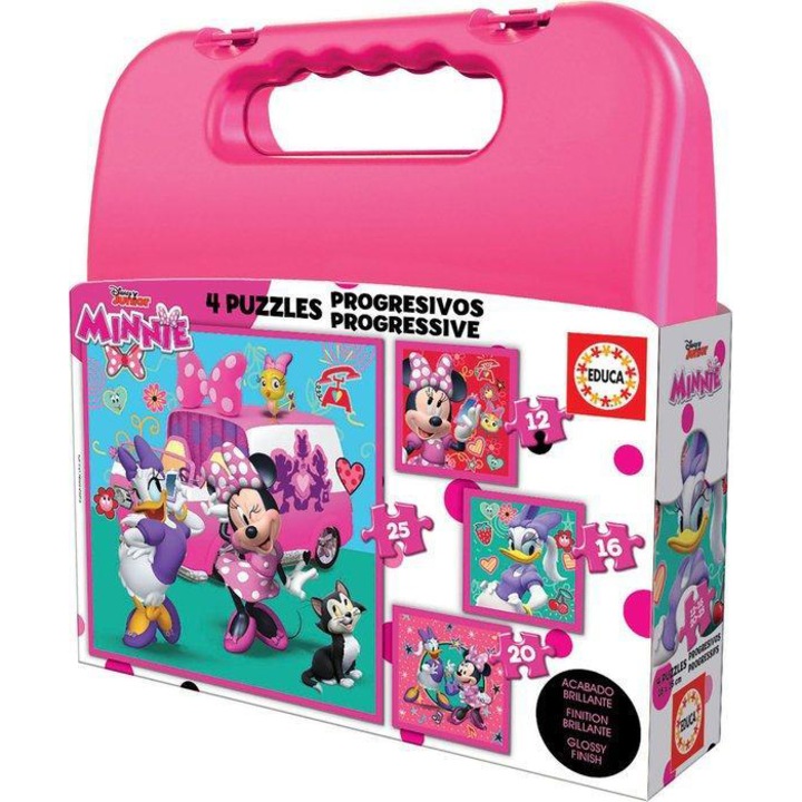 Пъзел 4 в 1 Educa, Disney Minnie Mouse Helpers, 12/16/20/25 части