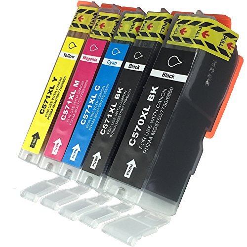 Set 5 Cartuse Ink ERS Compatibile Canon PGI-570XL CLI-571XL - Canon MG7751, MG7752, MG7753, MG5700, MG6800, MG7700, MG5750, MG7750, MG5751, MG5752, MG5753, MG6850, MG6851, MG6852, MG6853 - (2xBK + C+ M + Y)