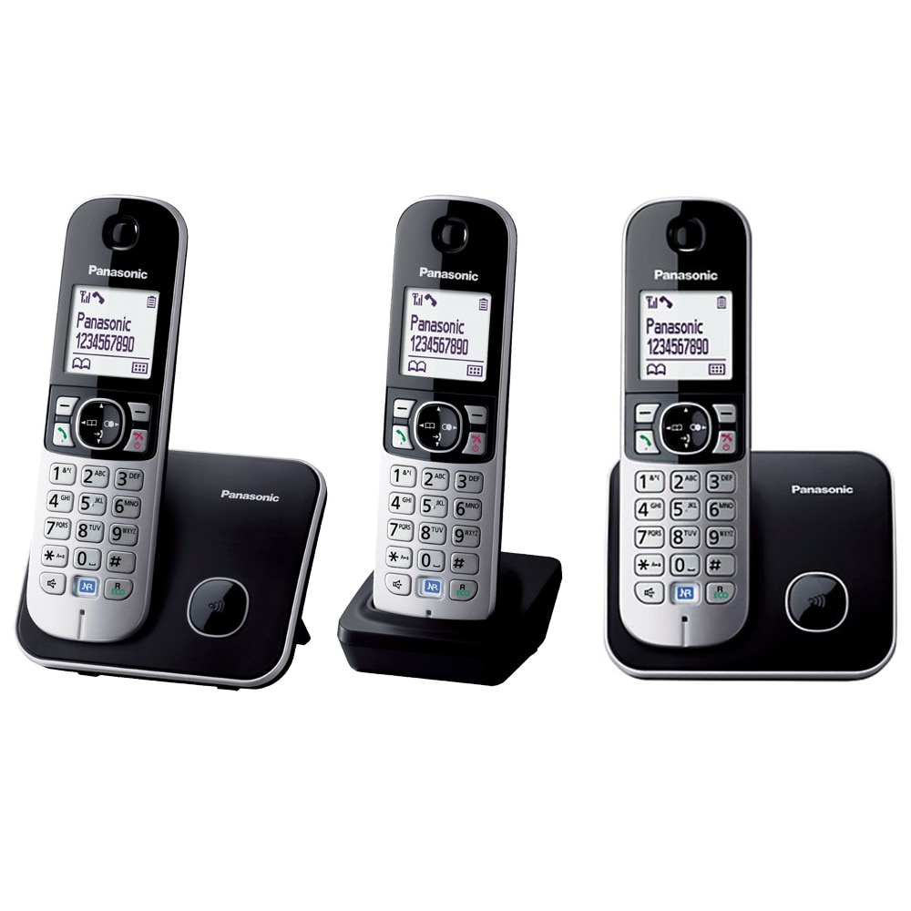 Telefon fara fir DECT Panasonic KX-TG6812FXB + KX-TG6811FXB, ID, 3 receptoare, Negru/Argintiu. - eMAG.ro