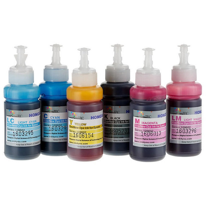 Flacon Cerneale Compatibile BK/C/M/Y/LC/LM,6X100ML,Epson jet photo L800/L801/L810/ L850 SERIES, Epson L1800 MEAFIS L805 MEAFIS L850-T6731/T6732/T6733/T6734/T6735/T6736