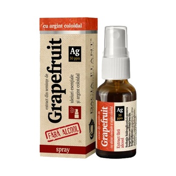 Solutie hidroglicerica spray cu grapefruit si argint coloidal fara alcool pentru ingrijirea cavitatii bucale, 20 ml, Dacia Plant Solutie hidroglicerica spray cu grapefruit si argint coloidal fara alcool pentru ingrijirea cavitatii bucale, 20 ml, Dacia Plant