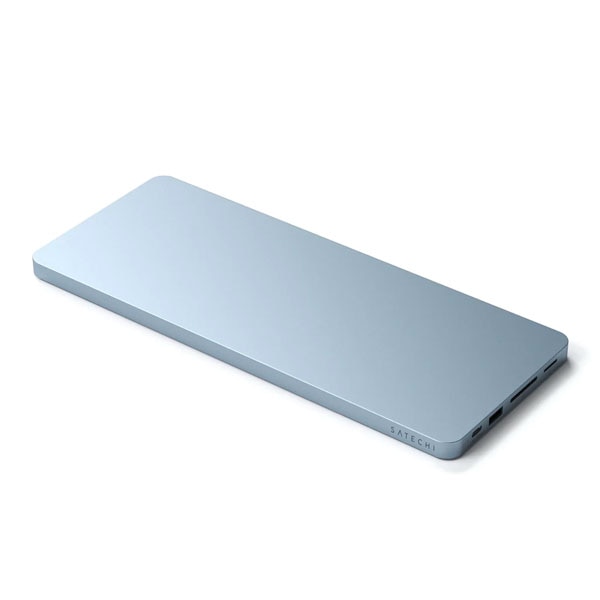 Docking station Satechi Slim pentru iMac 24", 1 x Port Upstream Tip C, 2 x USB 2.0, 1 x Micro SD, 1 x card SD, 1 x USB-A, 1 x slot SSD M.2, 1 x USB-C cablu inclus, Albastru