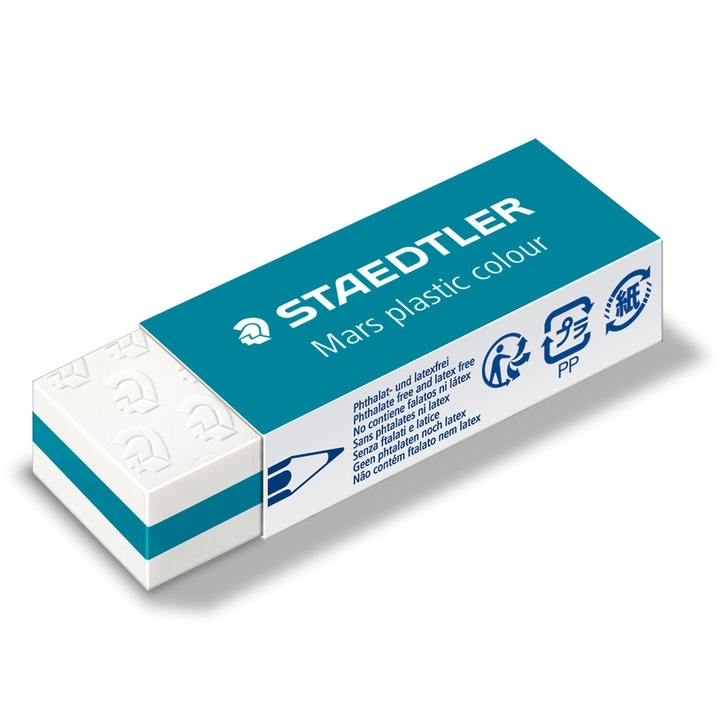 Radiera Staedtler, Happy Color, 62x23x12mm, Turcoaz/Alb