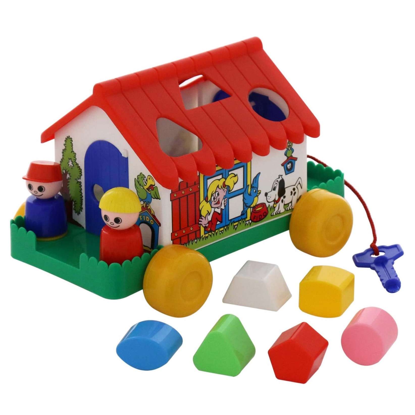 Casuta bebe cu forme si roti Polesie, acoperis rosu