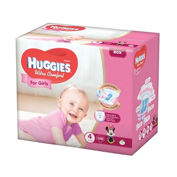 Scutece Huggies Ultra Confort BOX 4, Girl, 8-14 kg, 126 buc Scutece Huggies Ultra Confort BOX 4, Girl, 8-14 kg, 126 buc