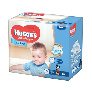 Scutece Huggies Ultra Confort BOX 4, Boy, 8-14 kg, 126 buc Scutece Huggies Ultra Confort BOX 4, Boy, 8-14 kg, 126 buc