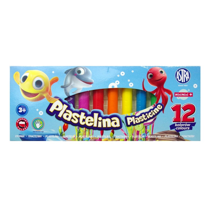 Пластилин MiniMini, Astra, 12 цвята, 3 години+