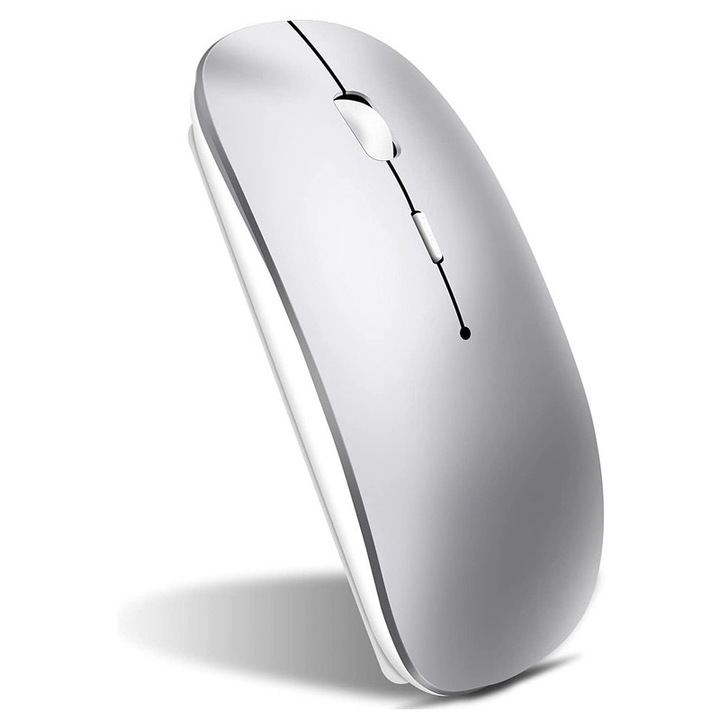 Безжична мишка, Bluetooth/USB, Ергономична, Сребрист
