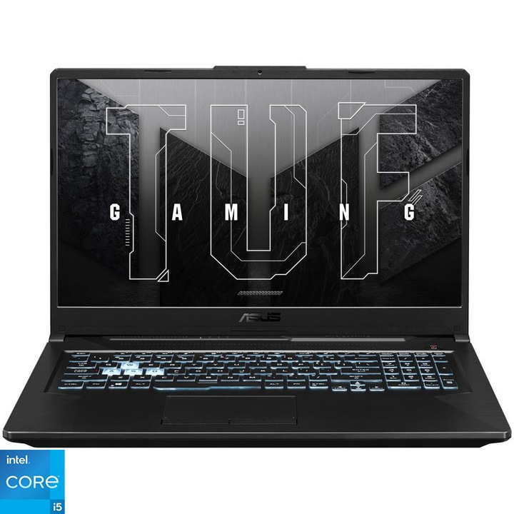 Лаптоп Gaming Asus TUF F17 FX706HF, Intel® Core™ i5-11400H, 17.3" Full HD, 144Hz, 8GB, 1TB SSD, NVIDIA® GeForce® RTX™ 2050 4GB, No OS, Graphite Black