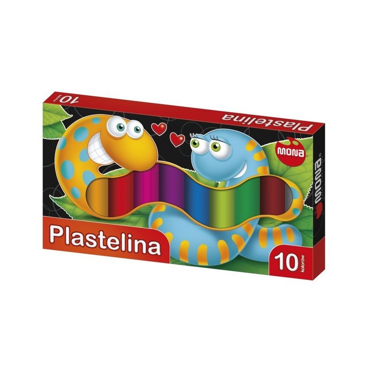 Пластилин Mona, 10 цвята, 10 х 15 гр
