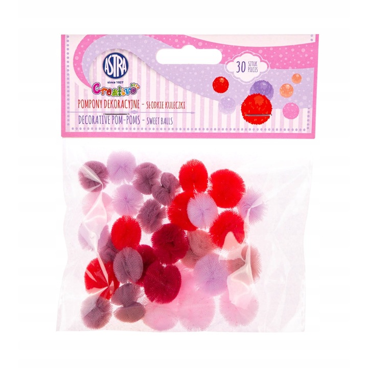 Mix de pompoane, Shan, Pentru decoratiuni, 30 buc, Multicolor