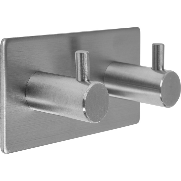 Cuier cu adeziv pentru baie Fala, Inox, Argintiu