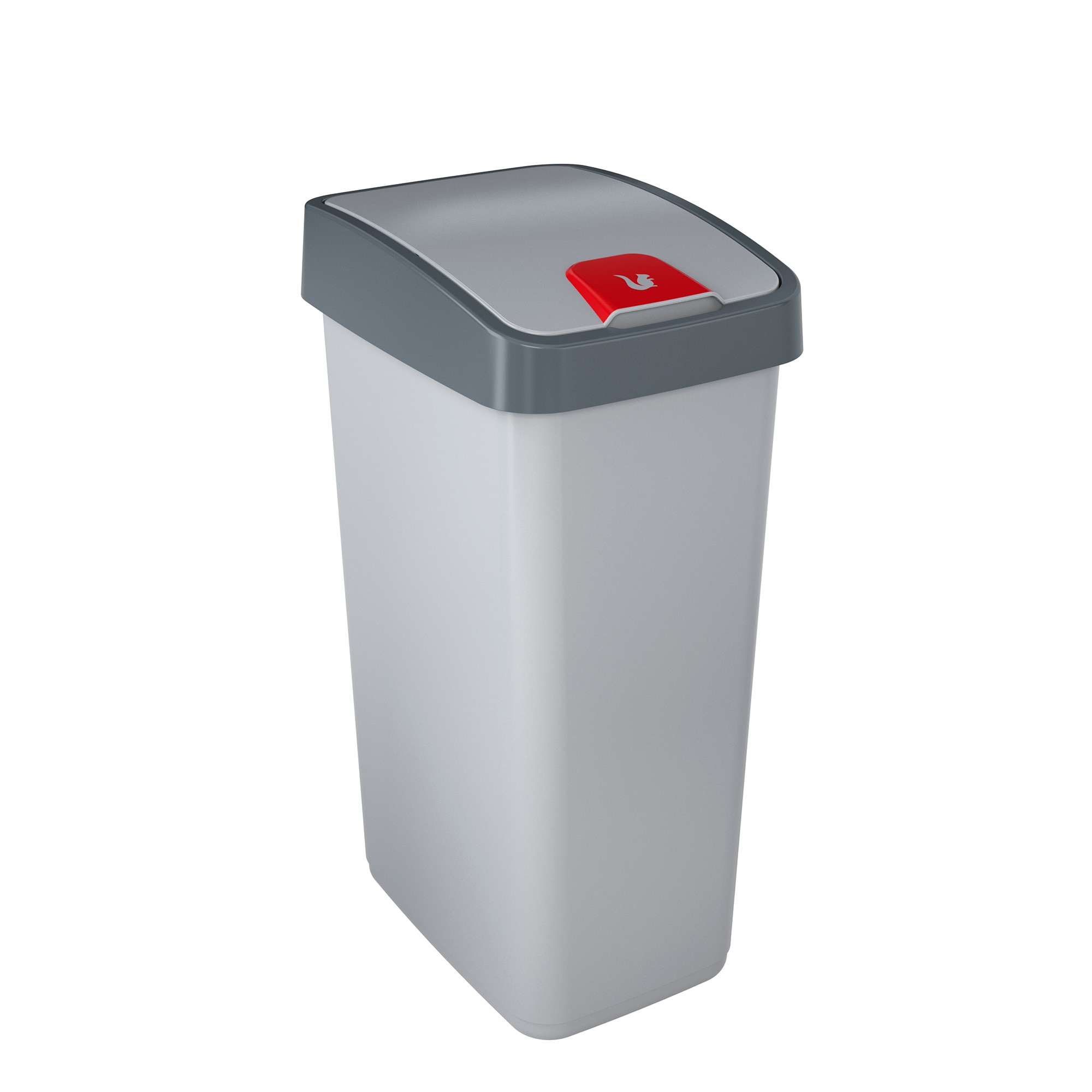 Cos de gunoi Keeeper, cu capac flip, Gri, 45 L