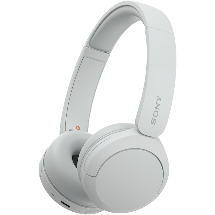 Аудио слушалки On Ear Sony WH-CH520, Wireless, Bluetooth, Microphone, Multipoint connection, Quick Charge, Автономия 50 ч, Бял
