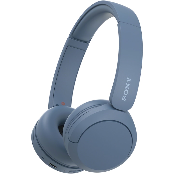Casti On Ear Sony WH-CH520L, Wireless, Bluetooth, Microfon, Multipoint connection, Quick Charge, Autonomie 50 ore, Albastru