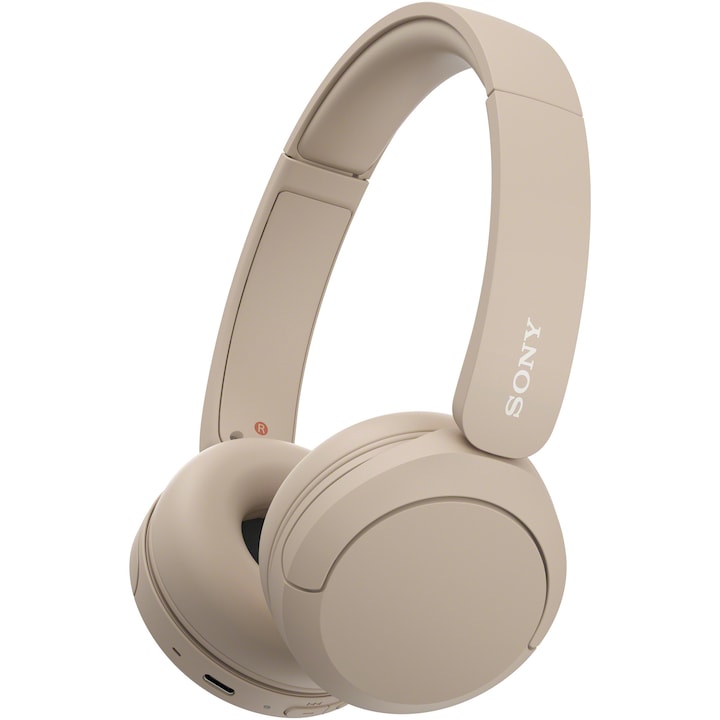 Casti On Ear Sony WH-CH520C, Wireless, Bluetooth, Microfon, Multipoint connection, Quick Charge, Autonomie 50 ore, Bej