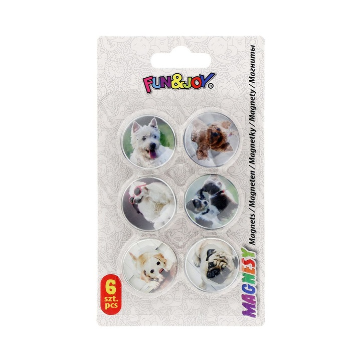 Magneti cu catelusi, Happy Color, 1026896860, Plastic, 6 bucati, Multicolor