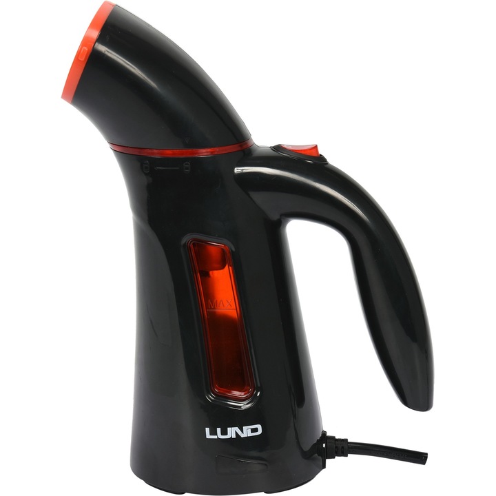 Aparat de calcat vertical cu abur, Lund, 600W, Cablu 1.8m, Negru/Rosu