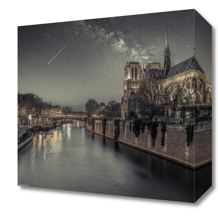 Pictura pe panza, Zakito Posters 30x30cm Notre-Dame de Paris pe timp de noapte, Assaf Frank