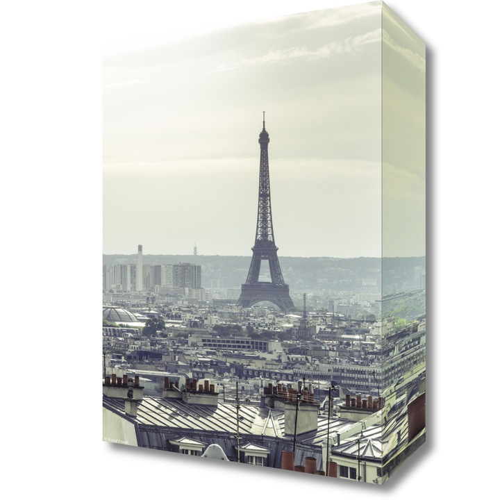 Pictura pe panza, Zakito Posters 20x30cm Turnul Eiffel vazut prin fereastra unui apartament din Montmartre 2, Assaf Frank