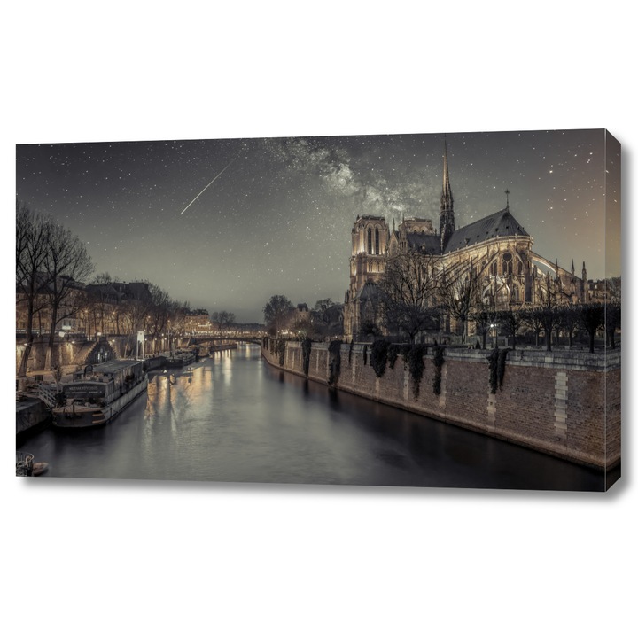 Pictura pe panza, Zakito Posters 100x60cm Notre-Dame de Paris pe timp de noapte, Assaf Frank