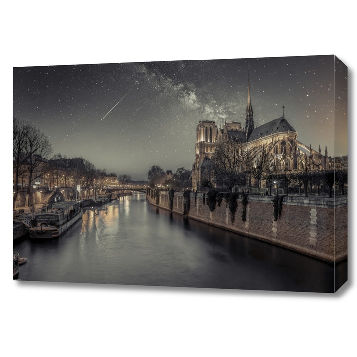 Pictura pe panza, Zakito Posters 70x50cm Notre-Dame de Paris pe timp de noapte, Assaf Frank