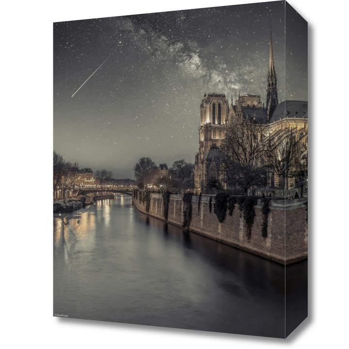 Pictura pe panza, Zakito Posters 30x40cm Notre-Dame de Paris pe timp de noapte, Assaf Frank
