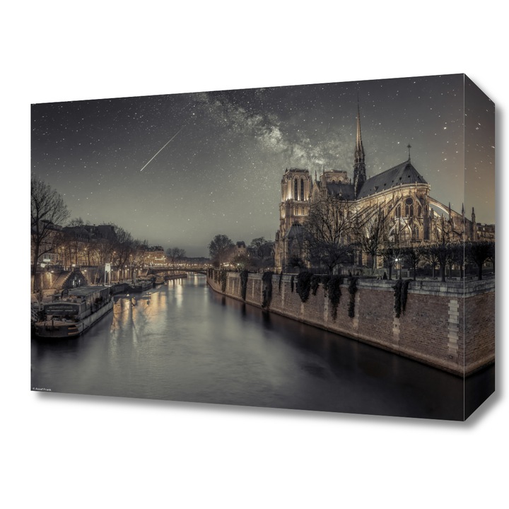 Pictura pe panza, Zakito Posters 40x30cm Notre-Dame de Paris pe timp de noapte, Assaf Frank