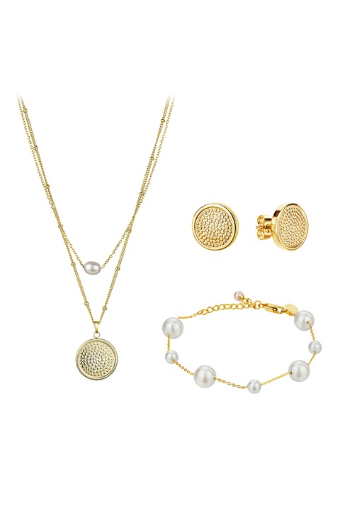 Isabella Ford, Set de colier, bratara si cercei cu tija, Auriu