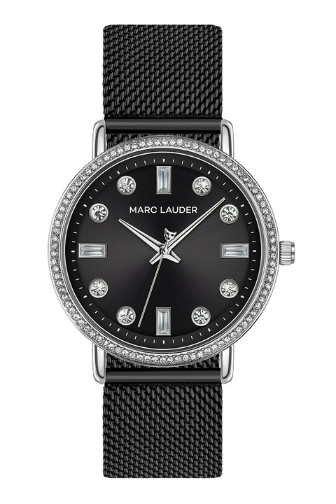 Marc Lauder, Ceas quartz cu cadran cu cristale, Argintiu, Negru