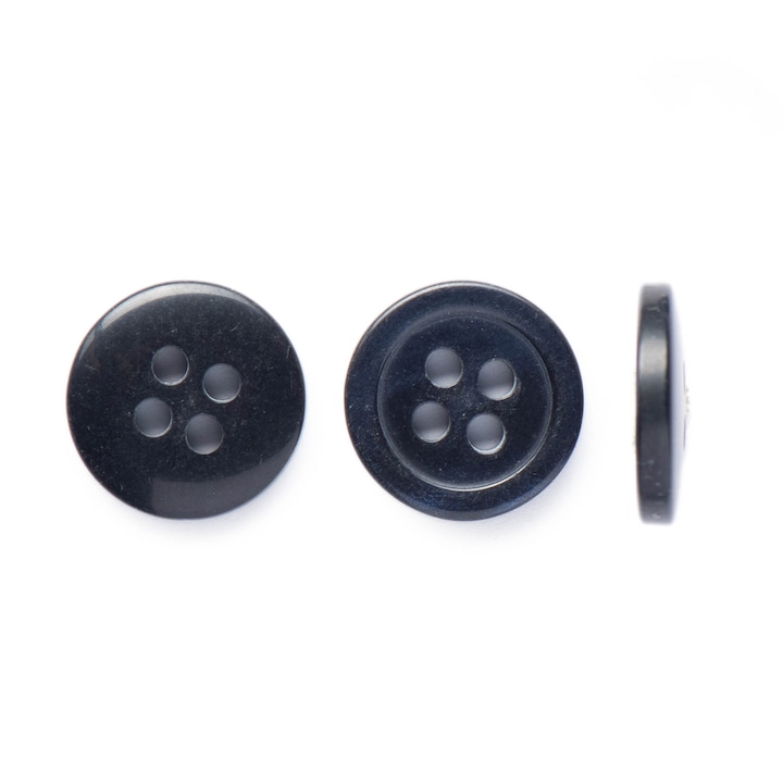 Комплект от 10 тъмносини полиестерни копчета с гланцово покритие, 15 mm L24