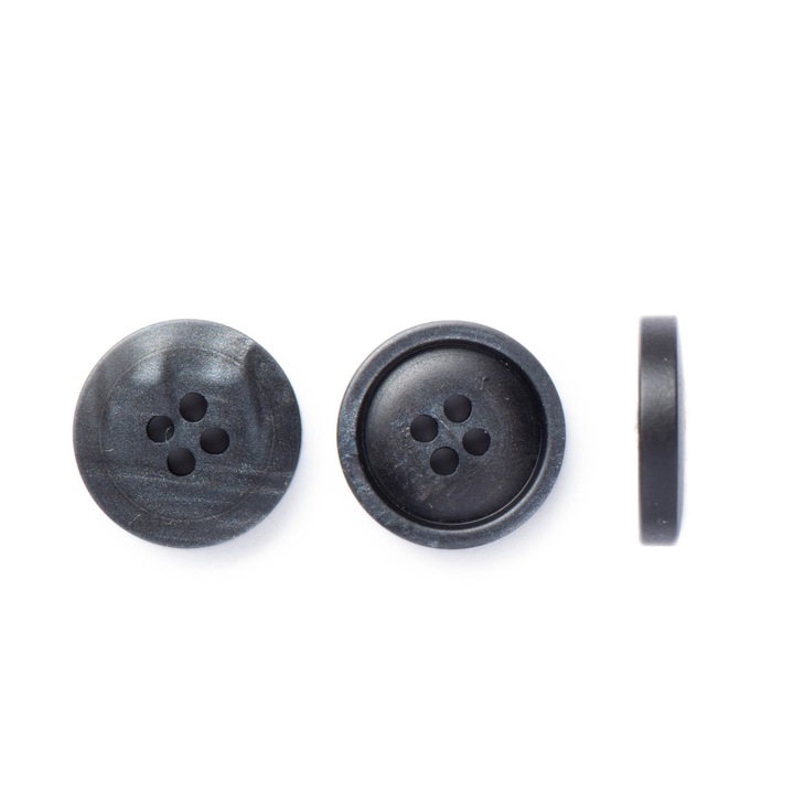 Комплект от 30 полиестерни копчета с матова текстурирана шарка, тъмносини, 15 mm L24