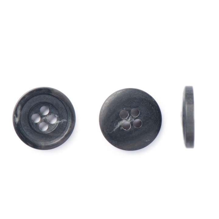 Комплект от 10 полиестерни копчета с матово покритие имитация на кост, сиви, 15 mm L24