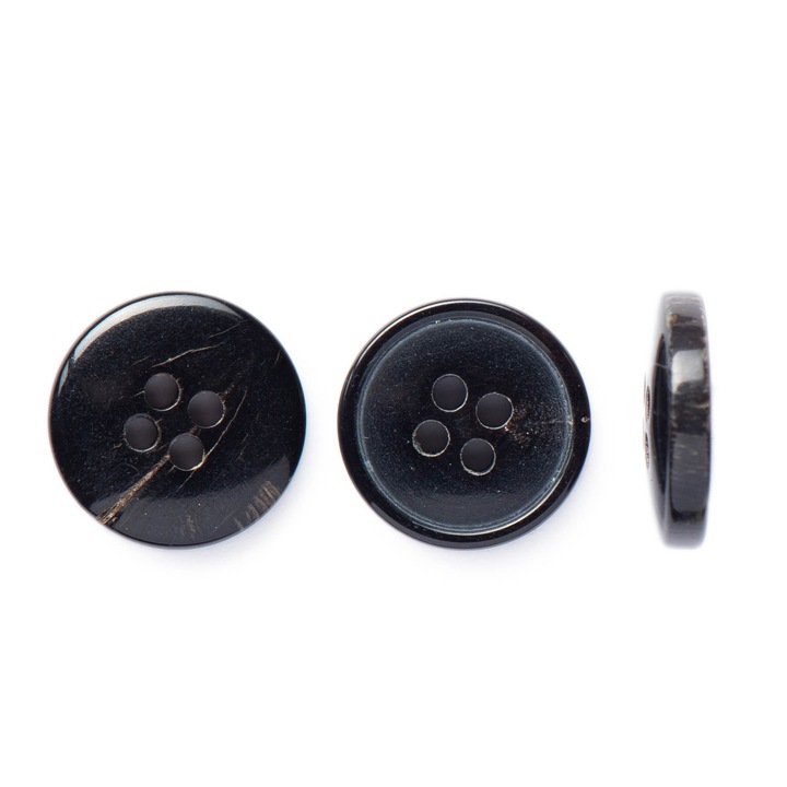 Комплект от 30 копчета от естествена кост с гланцово покритие, черни, 15 mm L24 7432