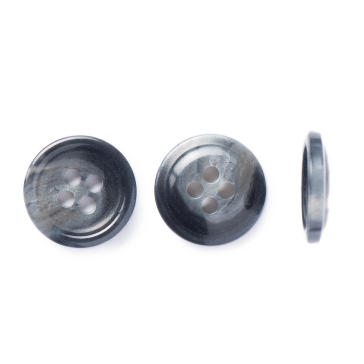 Комплект от 10 полиестерни копчета с лъскава имитация на кост, сиви, 15 mm L24