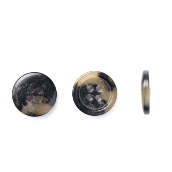 Комплект от 10 кафяви полиестерни копчета с матова имитация на кост, 15 mm L24, 22174