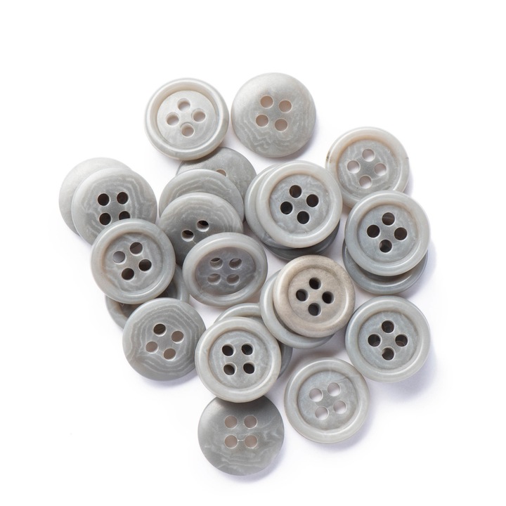 Set 10 nasturi din poliester cu finisaj mat imitatie corozo, gri 9, 15 mm L24