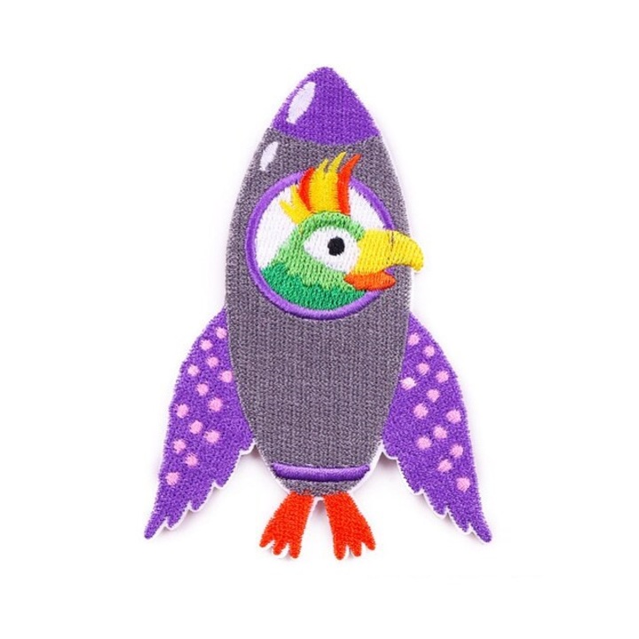 Petic textil Papagalul care a mers in spatiu 10.4x7.3 cm