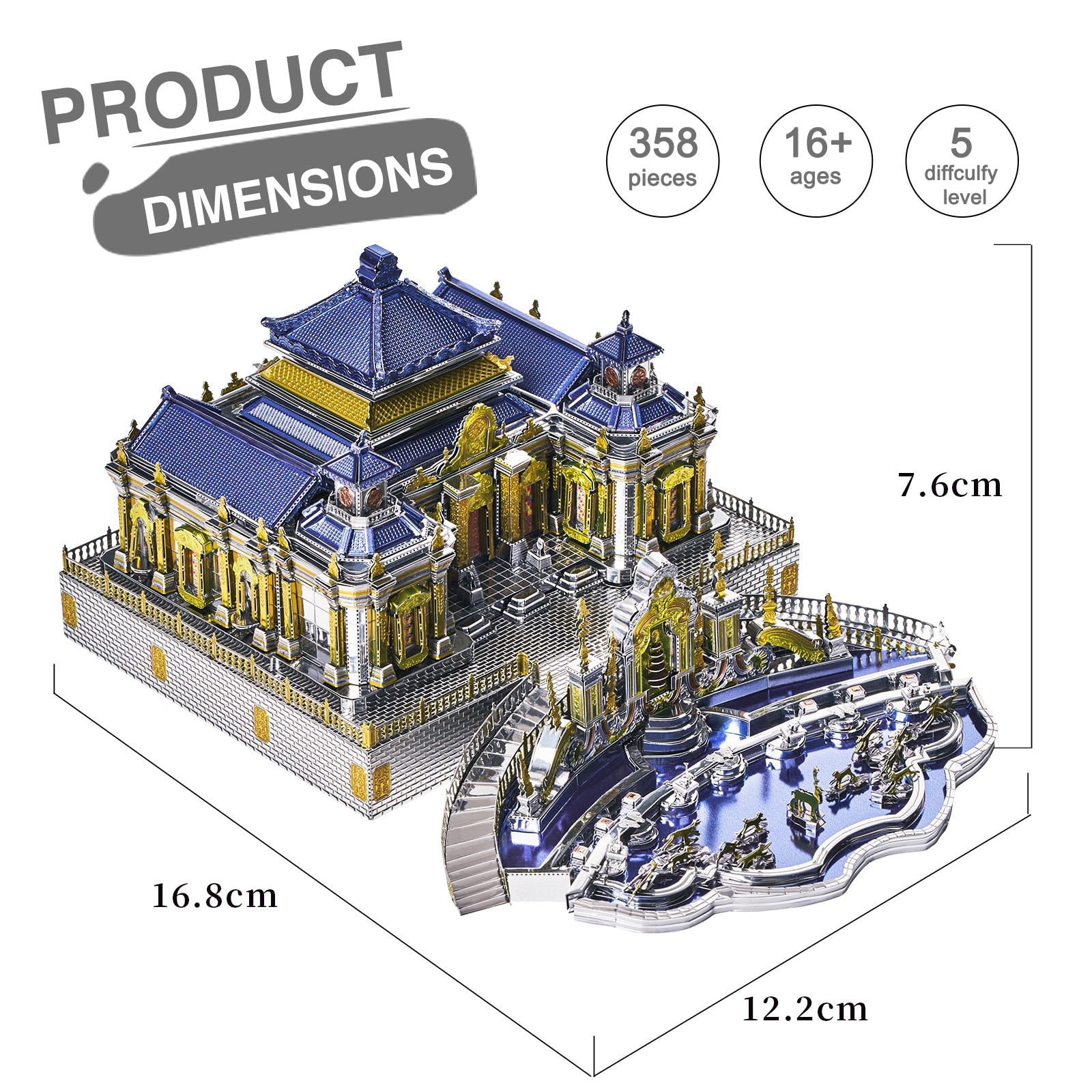 3D пъзел Piececool, Стария Летен Дворец, Метал, 358 части - eMAG.bg