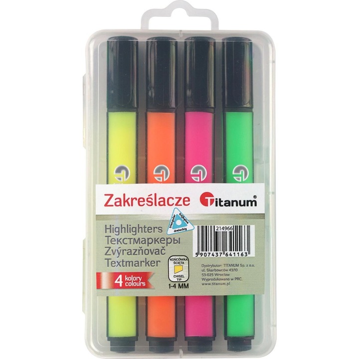 Комплект от 4 хайлайтъра, Титан, Многоцветен