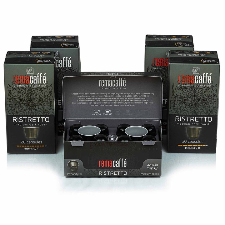 Capsule de cafea REMACAFFE Ristretto, Compatibile cu Nespresso, 100 buc