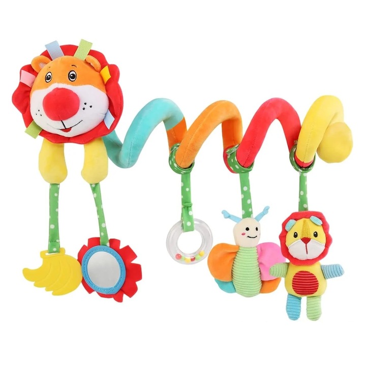 Jucarie bebe zornaitoare pentru patut/carucior Leu, multicolor, Toyska®