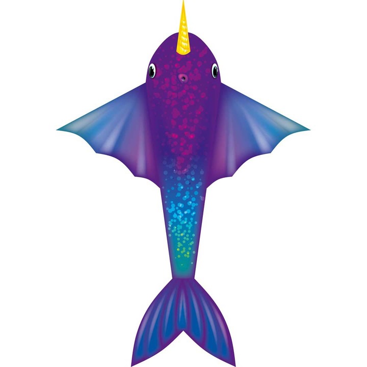 Детско хвърчило Narwhal Stunt, Narwhal, Над 5 години, Включена 17kp полиестерна връв, 40 м, 212x148 см, Многоцветен