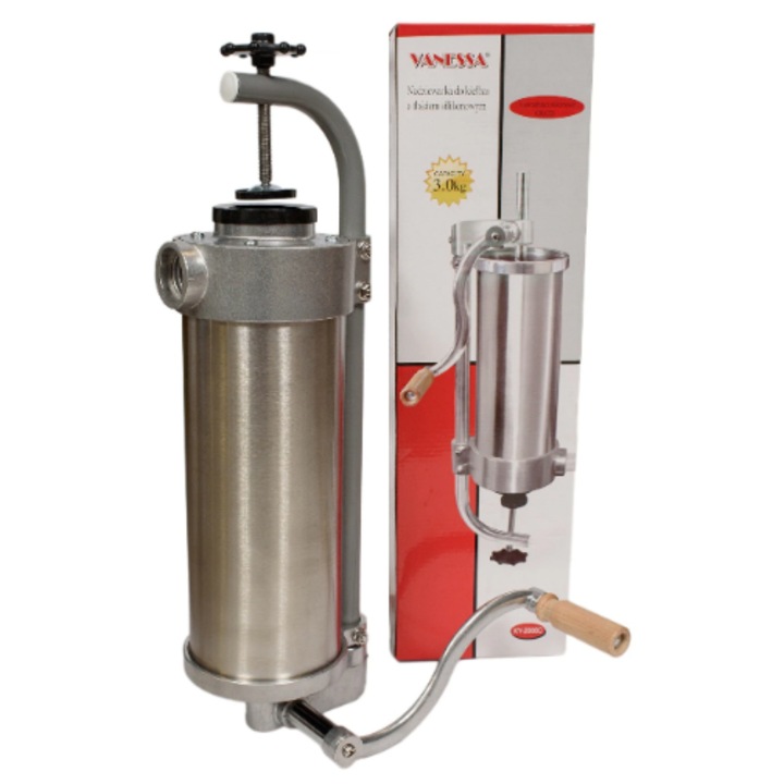 Masina manuala de facut carnati, vertical, 4 palnii incluse 15mm, 19mm, 22mm, 25mm, otel, argintiu