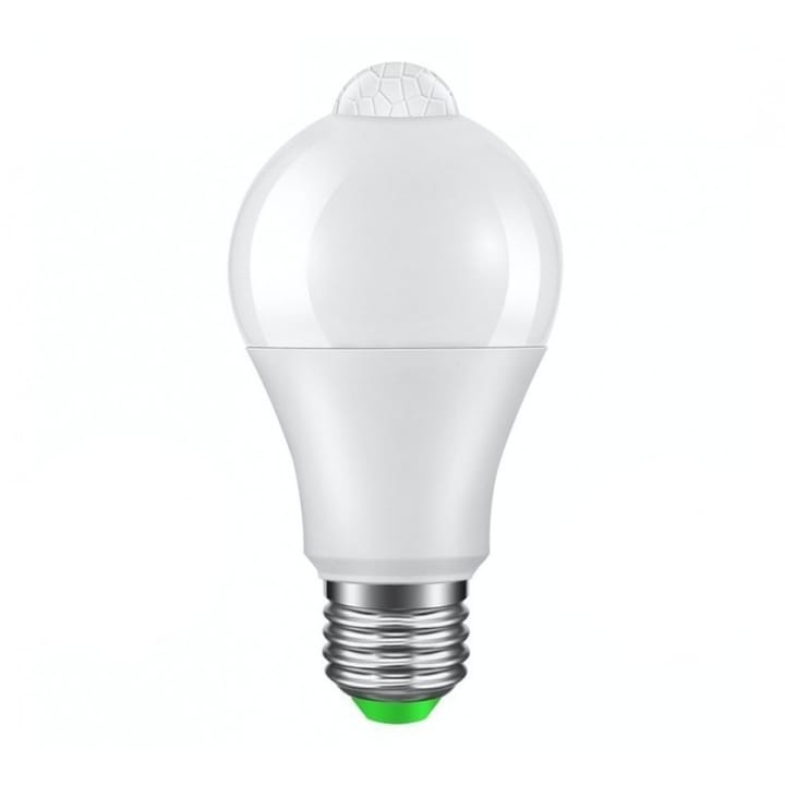 Bec LED cu senzor de miscare si senzor de lumina PIR, E27, 6500K, lumina Alb Rece Putere 15W Echivalent 100W Clasic, Clasa A